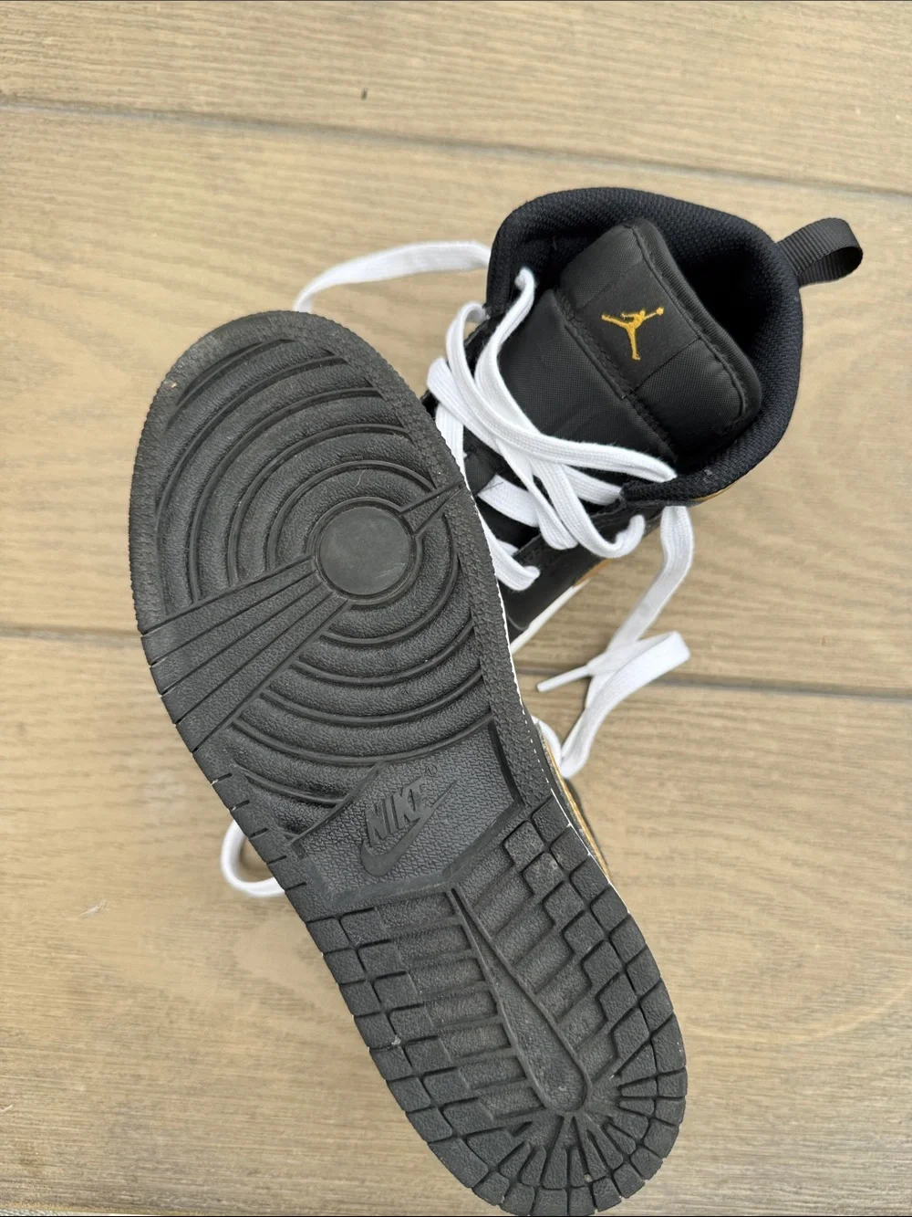Nike Black & Gold High-Top Sneakers with White Laces